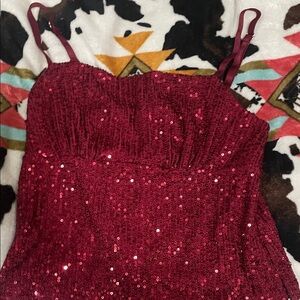 Adjustable Sequin Burgundy crop top